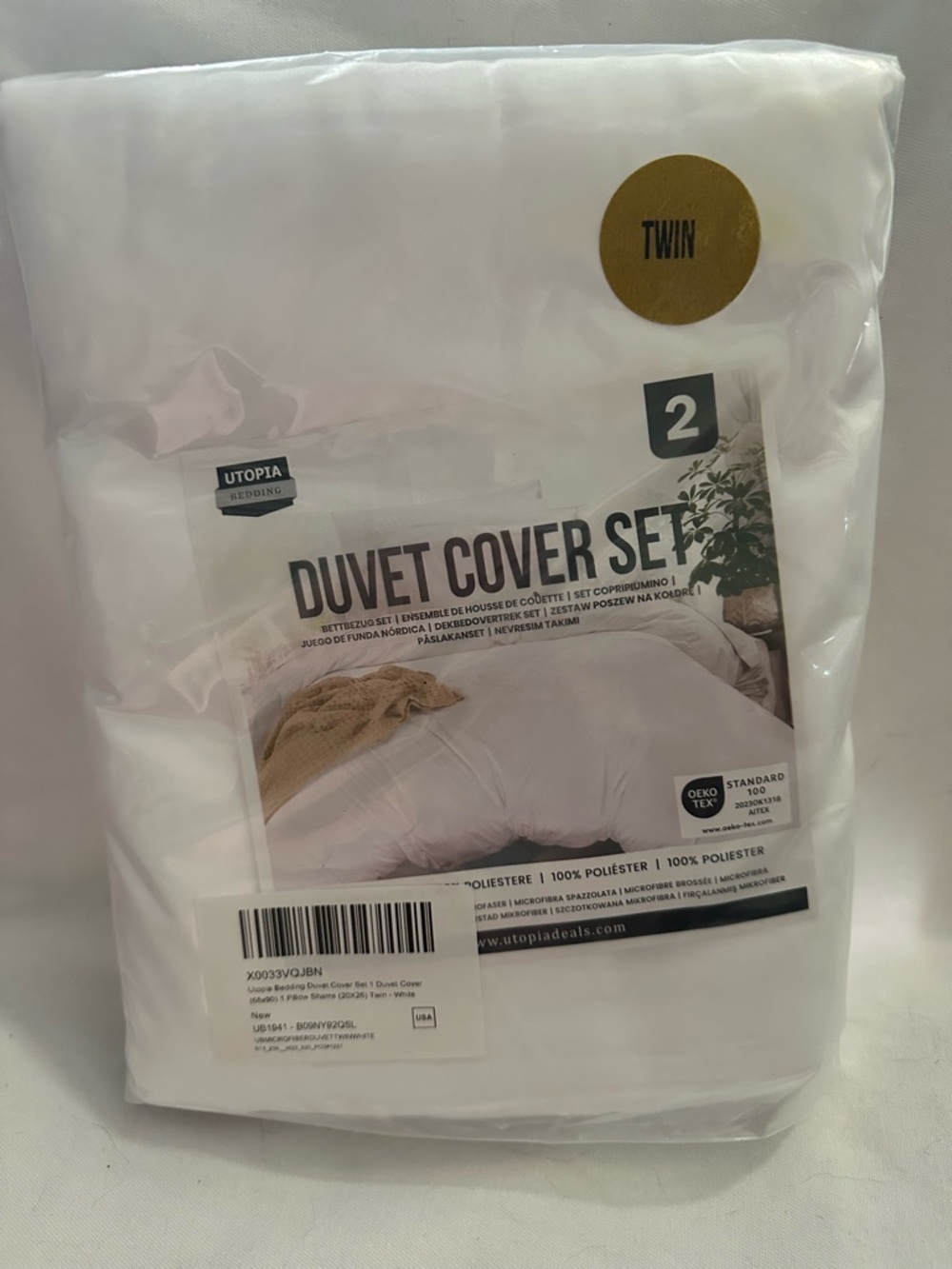 Utopia Bedding Twin White Duvet Cover Set 2 Pc Microfiber w Pillow Sham New
